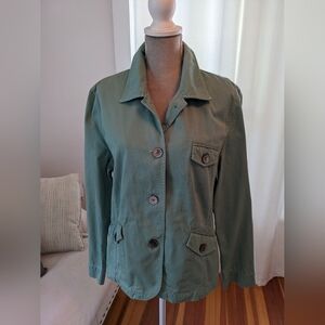 J. Jill Sage Green Button Down Cotton Jacket